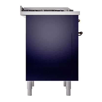 ILVE Nostalgie II 36" Midnight Blue Dual Fuel Range with 6 Burners and Griddle Solid Door Natural Gas