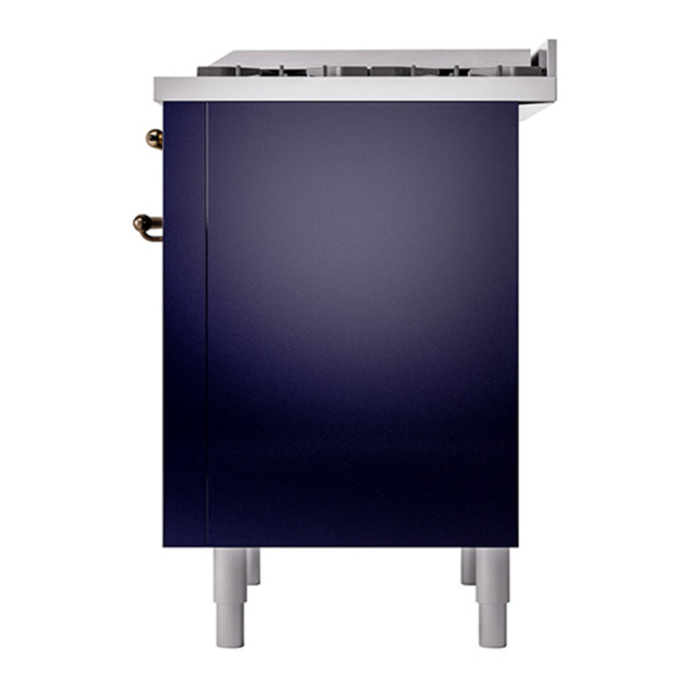ILVE Nostalgie II 36" Midnight Blue Dual Fuel Range with 6 Burners and Griddle Solid Door Natural Gas