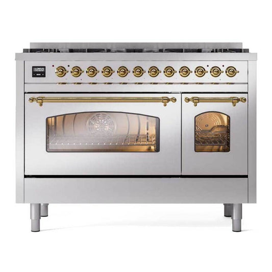 ILVE Nostalgie II 48" Stainless Steel Dual Fuel Range with 8 Burners Limited Edition Natural Gas