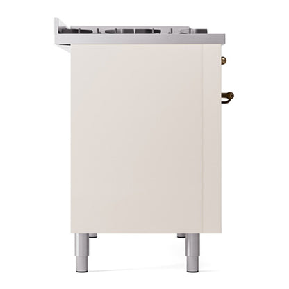 ILVE Nostalgie II 48" Antique White Dual Fuel Range with 8 Burners and Griddle Triple Glass Door Liquid Propane