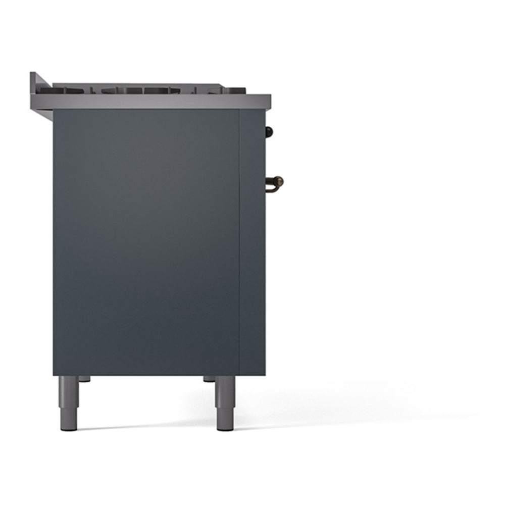 ILVE Nostalgie II 48" Blue Grey Dual Fuel Range with 8 Burners and Griddle Solid Door Natural Gas
