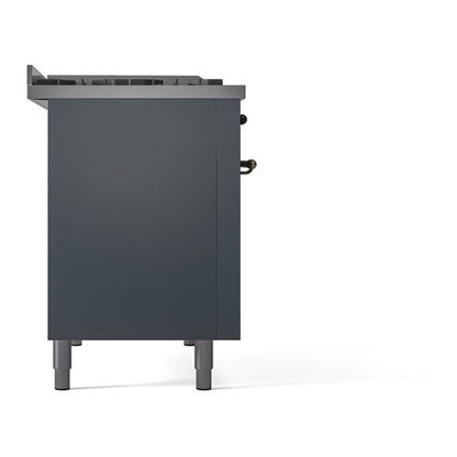 ILVE Nostalgie II 48" Blue Grey Dual Fuel Range with 8 Burners and Griddle Solid Door Natural Gas
