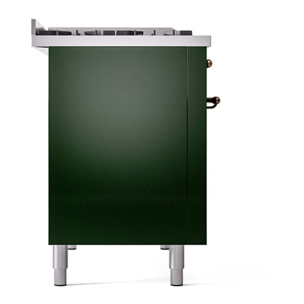 ILVE Nostalgie II 48" Emerald Green Dual Fuel Range with 8 Burners and Griddle Solid Door Natural Gas