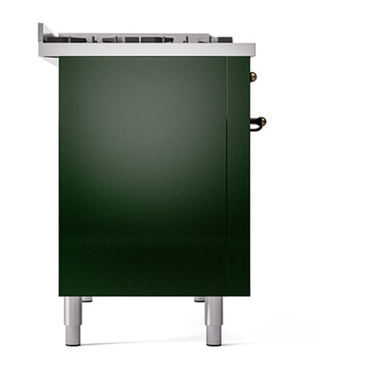 ILVE Nostalgie II 48" Emerald Green Dual Fuel Range with 8 Burners and Griddle Solid Door Natural Gas