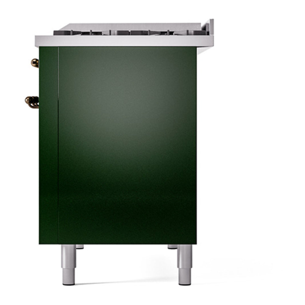 ILVE Nostalgie II 48" Emerald Green Dual Fuel Range with 8 Burners and Griddle Solid Door Natural Gas