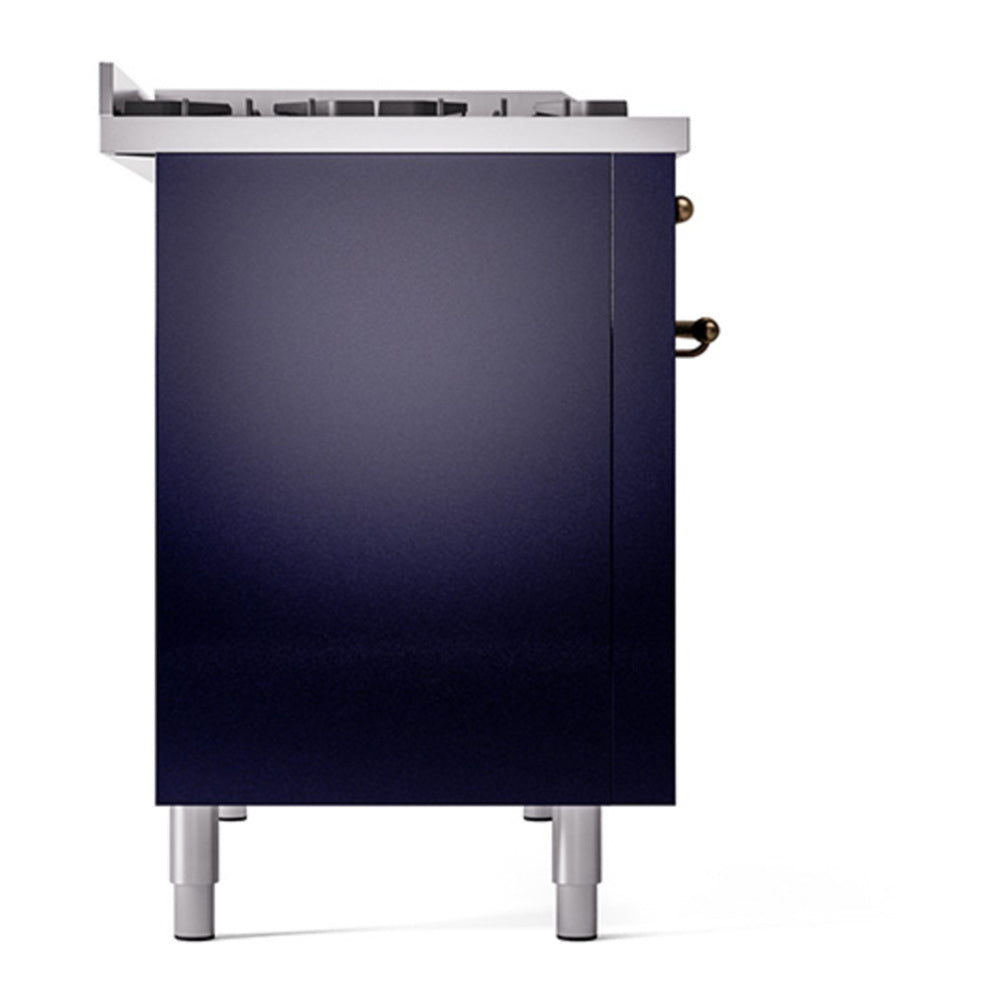 ILVE Nostalgie II 48" Midnight Blue Dual Fuel Range with 8 Burners and Griddle Solid Door Liquid Propane