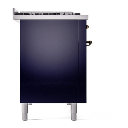 ILVE Nostalgie II 48" Midnight Blue Dual Fuel Range with 8 Burners and Griddle Solid Door Liquid Propane