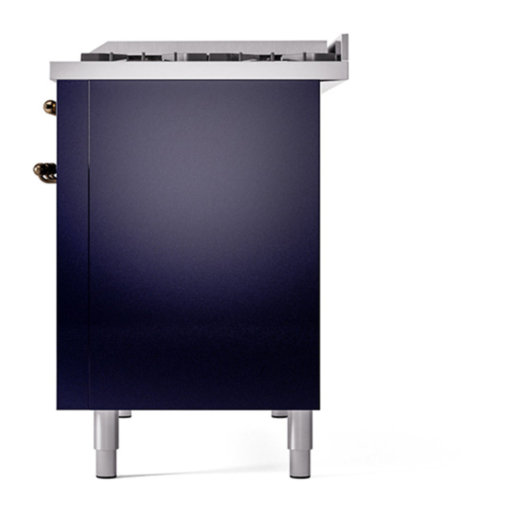 ILVE Nostalgie II 48" Midnight Blue Dual Fuel Range with 8 Burners and Griddle Solid Door Liquid Propane