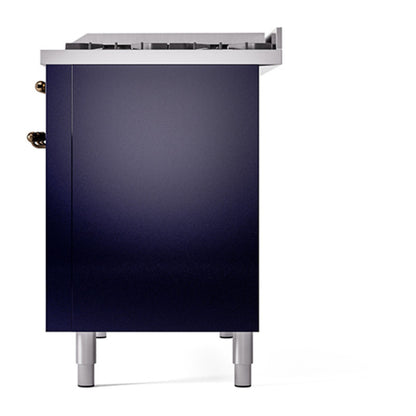 ILVE Nostalgie II 48" Midnight Blue Dual Fuel Range with 8 Burners and Griddle Solid Door Liquid Propane
