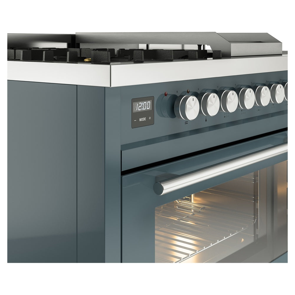 ILVE Professional Plus II 48" Dual Fuel Range with 5 Burners, Griddle and French Top Triple Glass Door Natural Gas