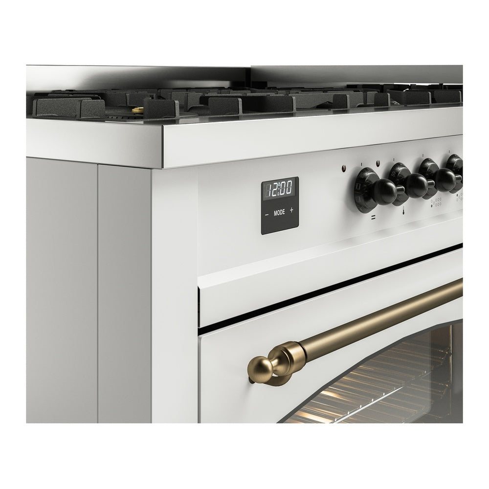 ILVE Nostalgie II 60" White Dual Fuel Range with 9 Burners and Griddle Triple Glass Door Liquid Propane