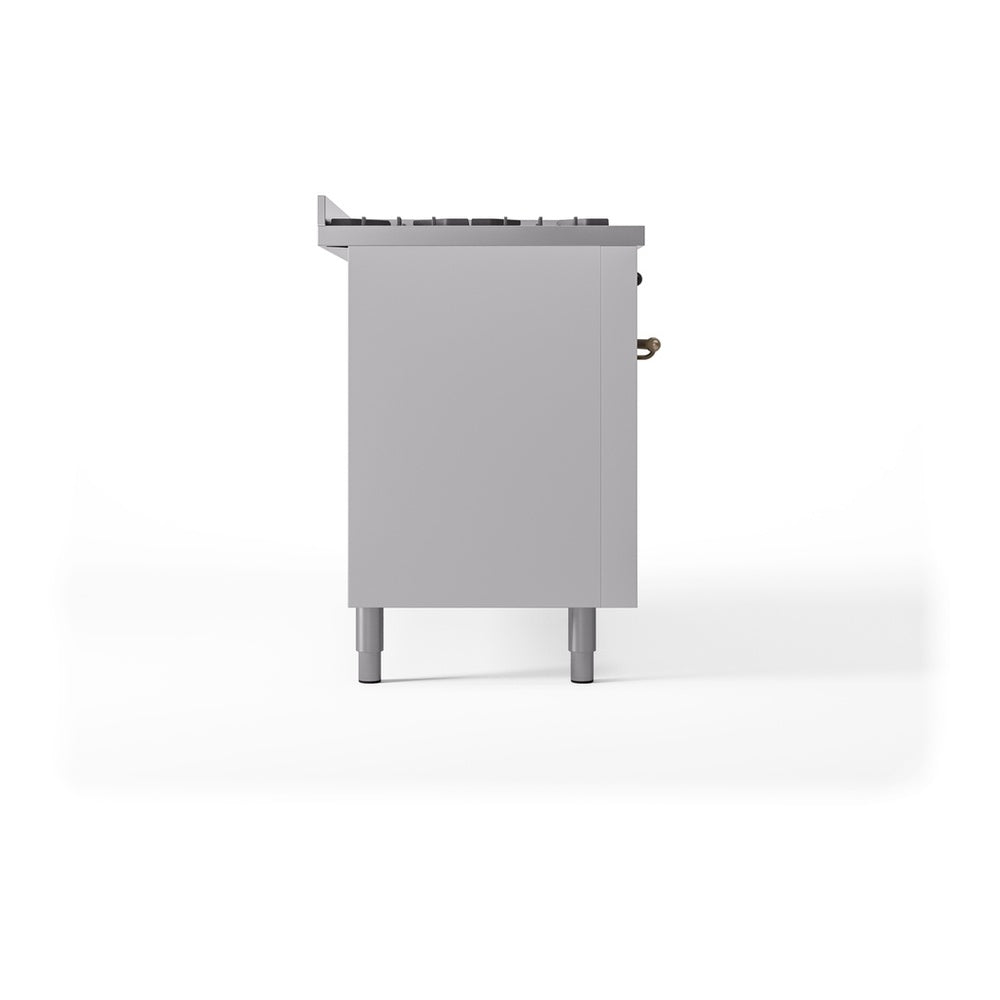 ILVE Nostalgie II 60" White Dual Fuel Range with 9 Burners and Griddle Triple Glass Door Liquid Propane