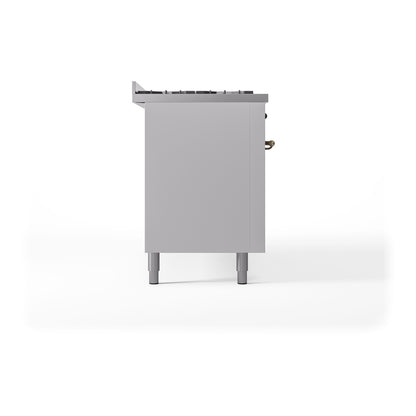 ILVE Nostalgie II 60" White Dual Fuel Range with 9 Burners and Griddle Triple Glass Door Liquid Propane