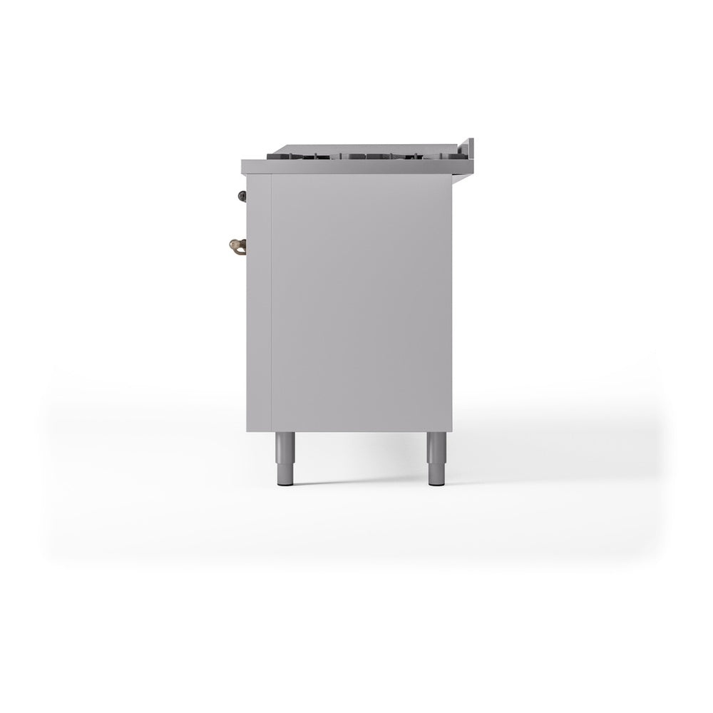 ILVE Nostalgie II 60" White Dual Fuel Range with 9 Burners and Griddle Triple Glass Door Liquid Propane