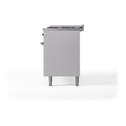 ILVE Nostalgie II 60" White Dual Fuel Range with 9 Burners and Griddle Triple Glass Door Natural Gas