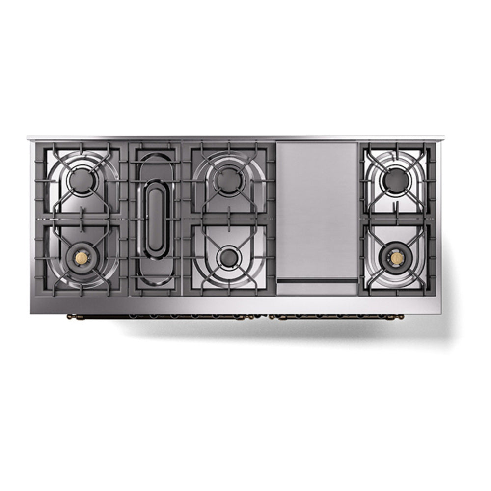ILVE Nostalgie II 60" Graphite Matte Dual Fuel Range with 9 Burners and Griddle Solid Door Liquid Propane