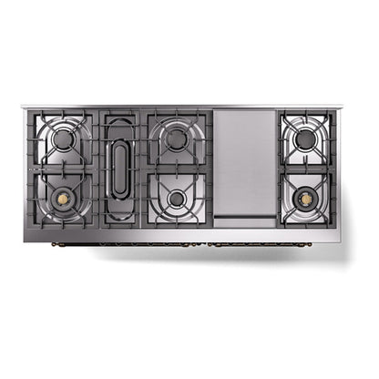 ILVE Nostalgie II 60" Graphite Matte Dual Fuel Range with 9 Burners and Griddle Solid Door Liquid Propane
