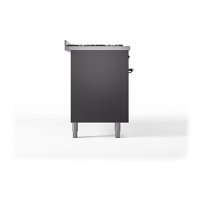ILVE Nostalgie II 60" Graphite Matte Dual Fuel Range with 9 Burners and Griddle Solid Door Liquid Propane