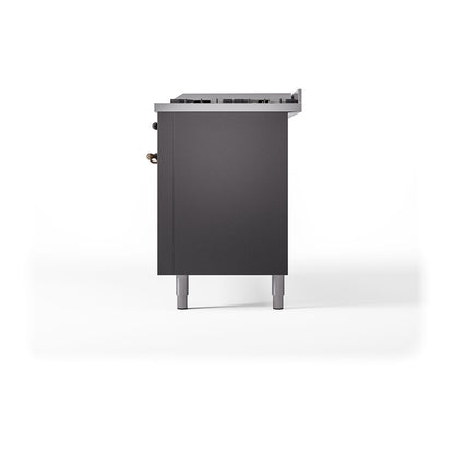 ILVE Nostalgie II 60" Graphite Matte Dual Fuel Range with 9 Burners and Griddle Solid Door Liquid Propane