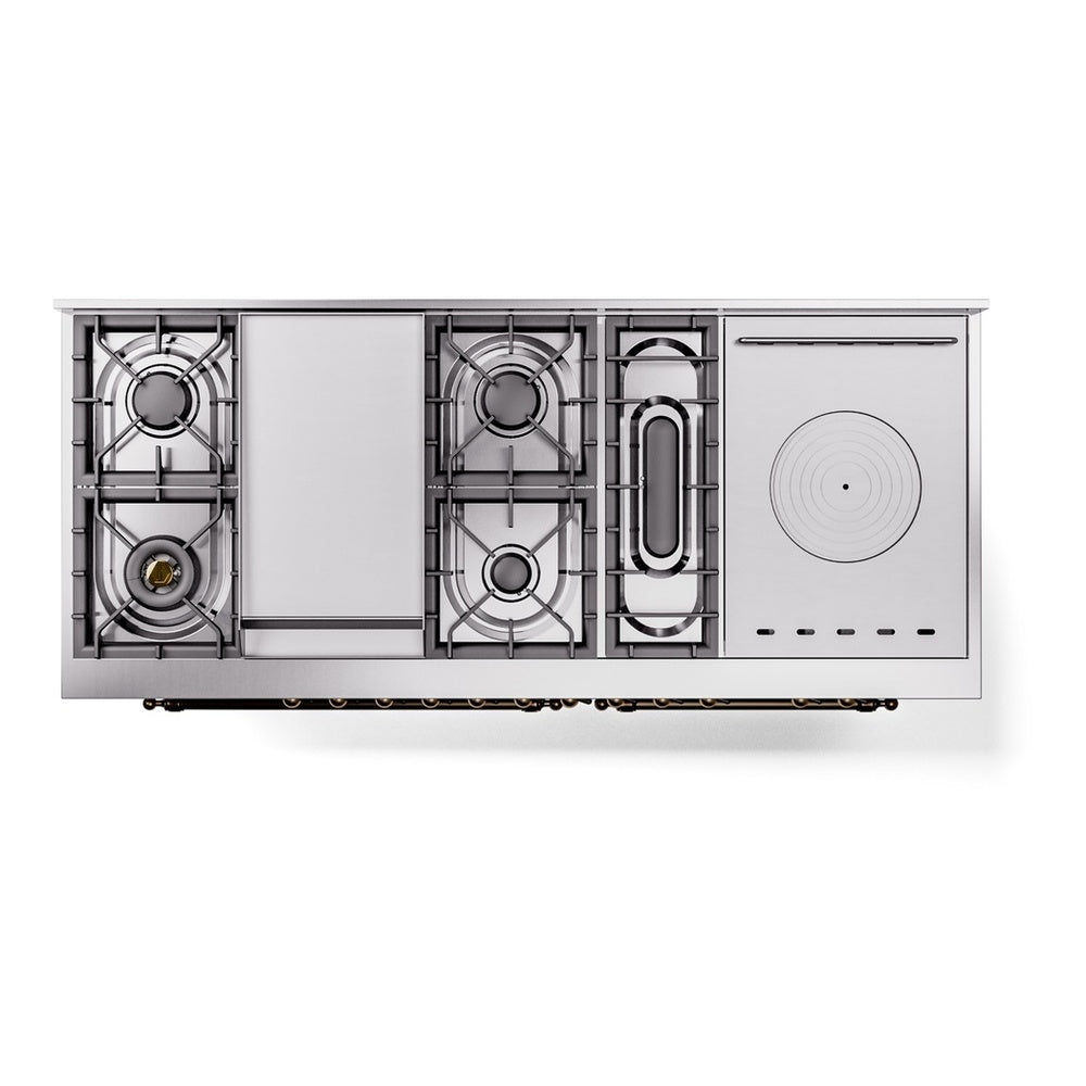 ILVE Nostalgie II 60" White Dual Fuel Range with 7 Burners, Griddle and French Top Triple Glass Door Natural Gas