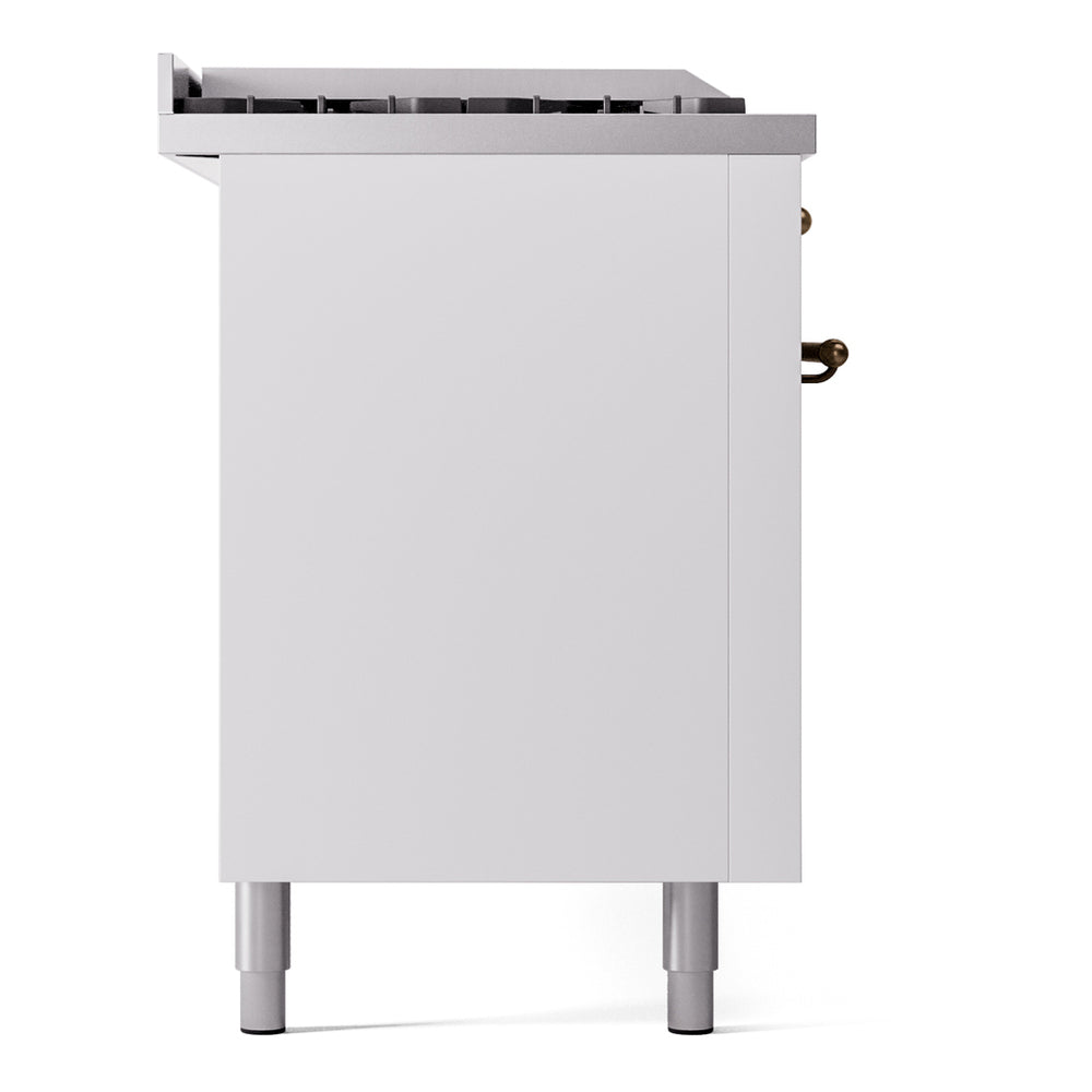ILVE Nostalgie II 60" White Dual Fuel Range with 7 Burners, Griddle and French Top Triple Glass Door Natural Gas
