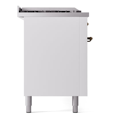 ILVE Nostalgie II 60" White Dual Fuel Range with 7 Burners, Griddle and French Top Triple Glass Door Natural Gas