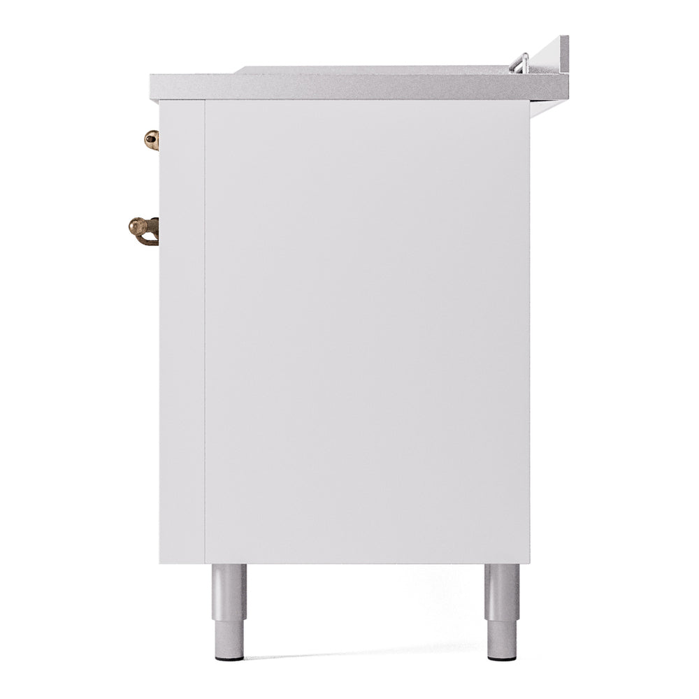 ILVE Nostalgie II 60" White Dual Fuel Range with 7 Burners, Griddle and French Top Triple Glass Door Natural Gas
