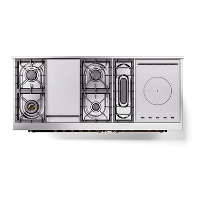 ILVE Nostalgie II 60" Emerald Green Dual Fuel Range with 7 Burners, Griddle and French Top Solid Door Liquid Propane