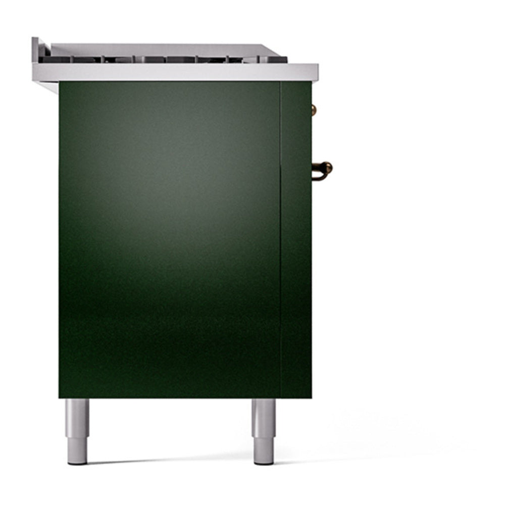 ILVE Nostalgie II 60" Emerald Green Dual Fuel Range with 7 Burners, Griddle and French Top Solid Door Liquid Propane
