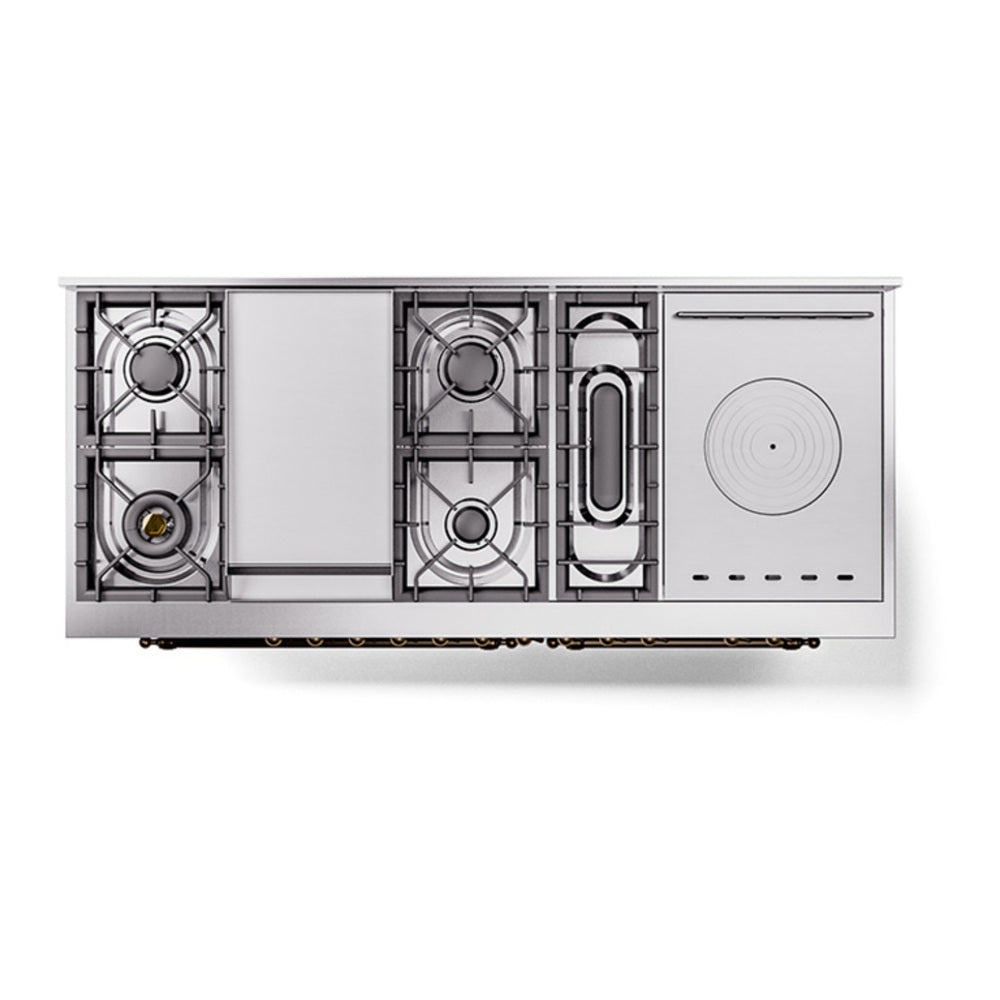 ILVE Nostalgie II 60" Midnight Blue Dual Fuel Range with 7 Burners, Griddle and French Top Solid Door Natural Gas
