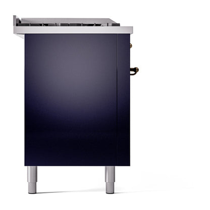 ILVE Nostalgie II 60" Midnight Blue Dual Fuel Range with 7 Burners, Griddle and French Top Solid Door Natural Gas