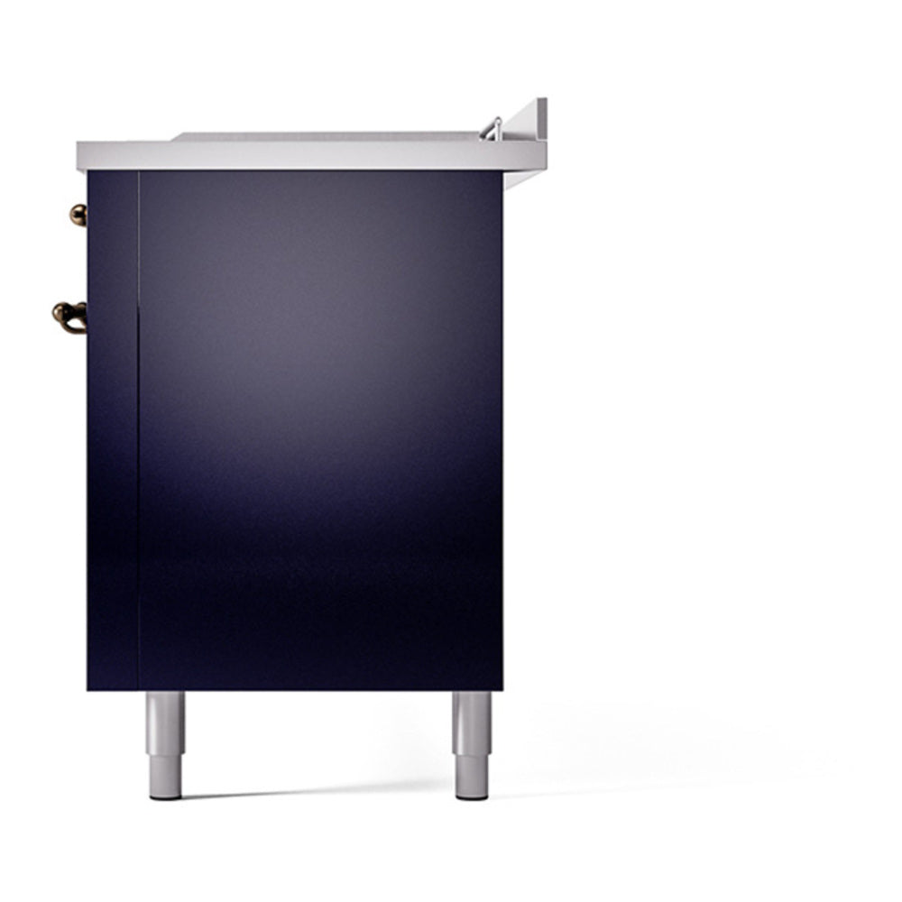 ILVE Nostalgie II 60" Midnight Blue Dual Fuel Range with 7 Burners, Griddle and French Top Solid Door Natural Gas