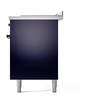 ILVE Nostalgie II 60" Midnight Blue Dual Fuel Range with 7 Burners, Griddle and French Top Solid Door Natural Gas