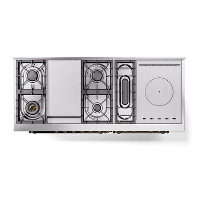 ILVE Nostalgie II 60" Stainless Steel Dual Fuel Range with 7 Burners, Griddle and French Top Solid Door Liquid Propane