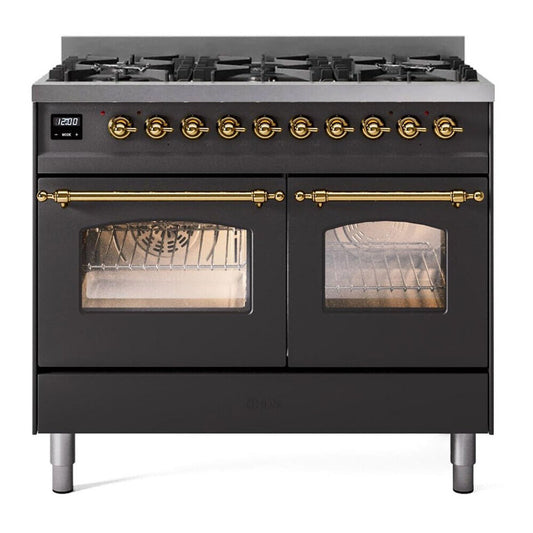 ILVE Nostalgie II 40" Graphite Matte Dual Fuel Range with 6 Burners Limited Edition Natural Gas