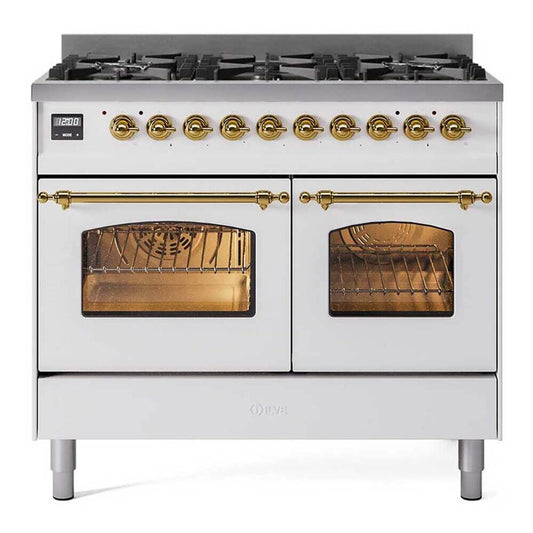 ILVE Nostalgie II 40" White Dual Fuel Range with 6 Burners Limited Edition Natural Gas