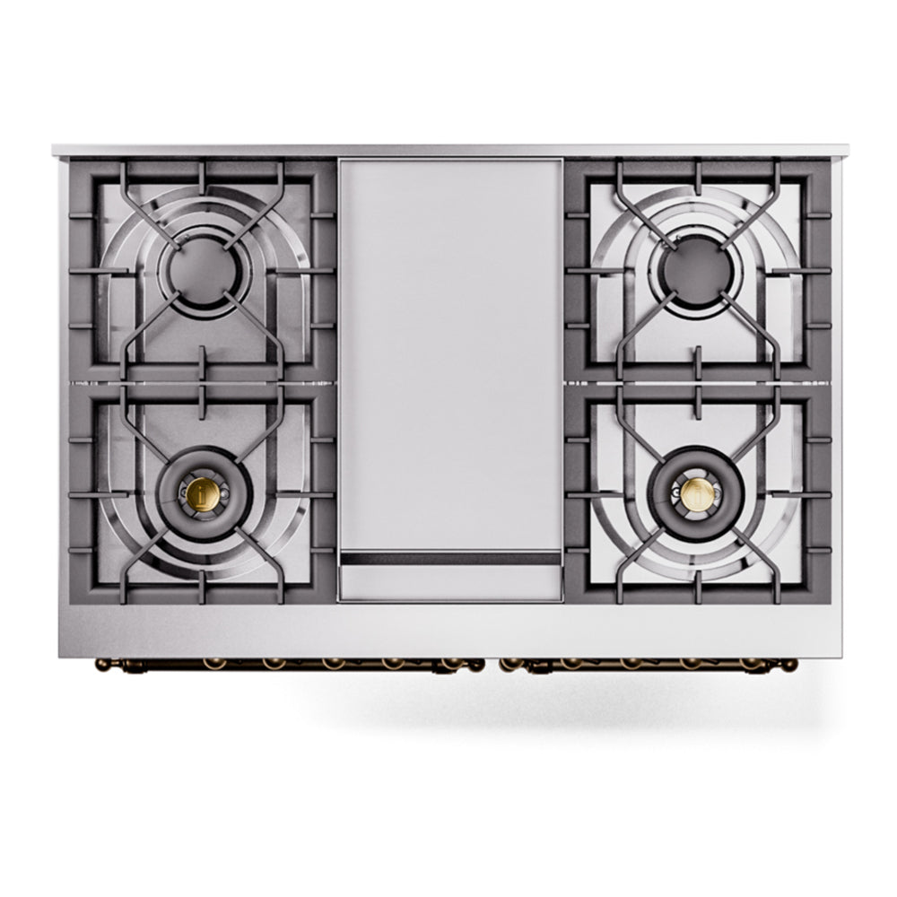 ILVE Nostalgie II 40" Antique White Dual Fuel Range with 6 Burners and Griddle Triple Glass Door Liquid Propane
