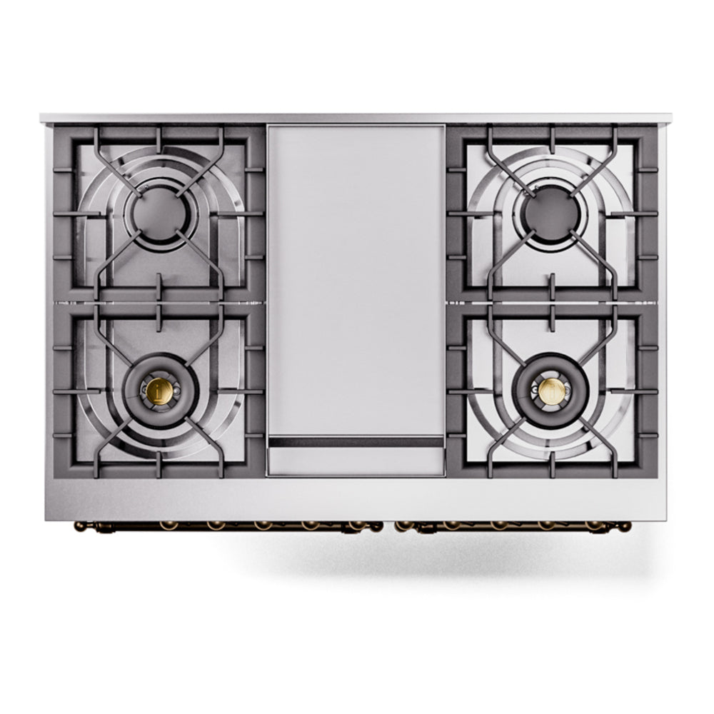 ILVE Nostalgie II 40" Burgundy Dual Fuel Range with 6 Burners and Griddle Triple Glass Door Natural Gas