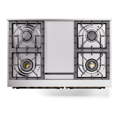 ILVE Nostalgie II 40" Burgundy Dual Fuel Range with 6 Burners and Griddle Triple Glass Door Natural Gas