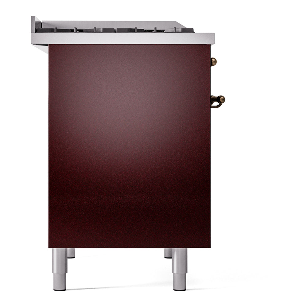 ILVE Nostalgie II 40" Burgundy Dual Fuel Range with 6 Burners and Griddle Triple Glass Door Natural Gas