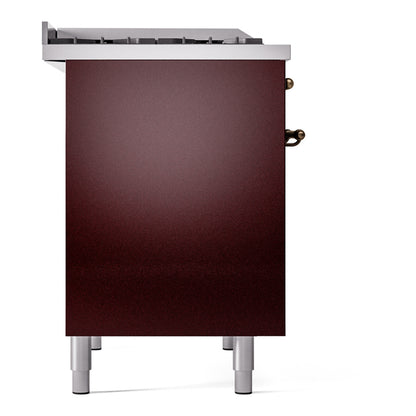 ILVE Nostalgie II 40" Burgundy Dual Fuel Range with 6 Burners and Griddle Triple Glass Door Natural Gas