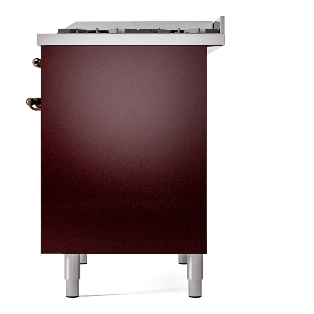 ILVE Nostalgie II 40" Burgundy Dual Fuel Range with 6 Burners and Griddle Triple Glass Door Natural Gas