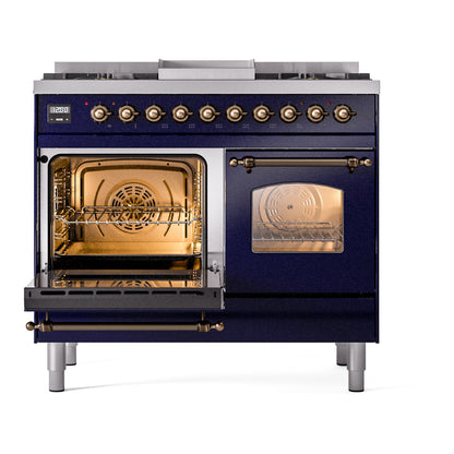 ILVE Nostalgie II 40" Midnight Blue Dual Fuel Range with 6 Burners and Griddle Triple Glass Door Natural Gas