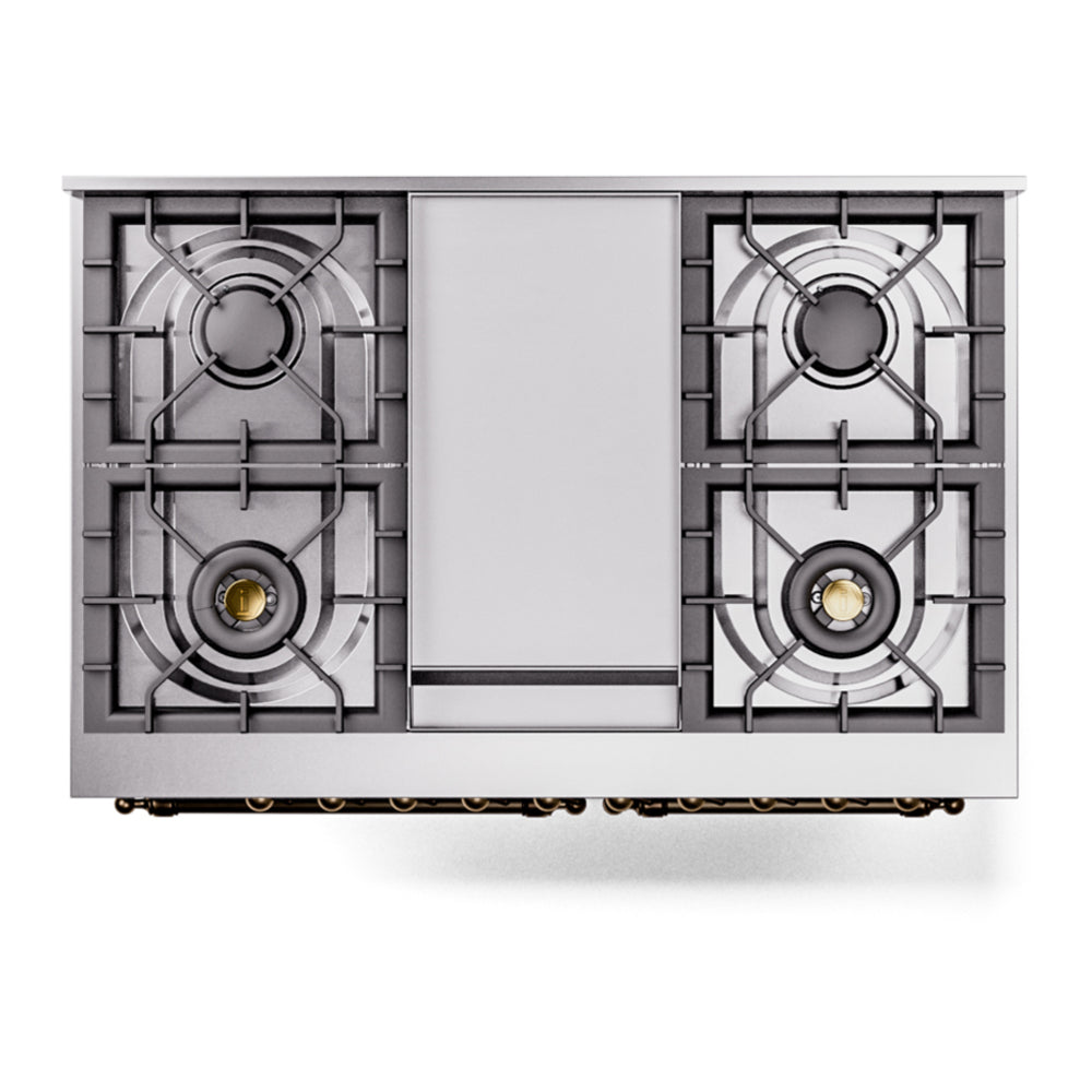 ILVE Nostalgie II 40" Midnight Blue Dual Fuel Range with 6 Burners and Griddle Triple Glass Door Natural Gas