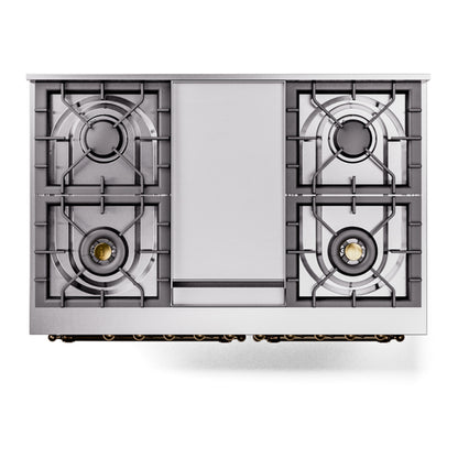 ILVE Nostalgie II 40" Midnight Blue Dual Fuel Range with 6 Burners and Griddle Triple Glass Door Natural Gas