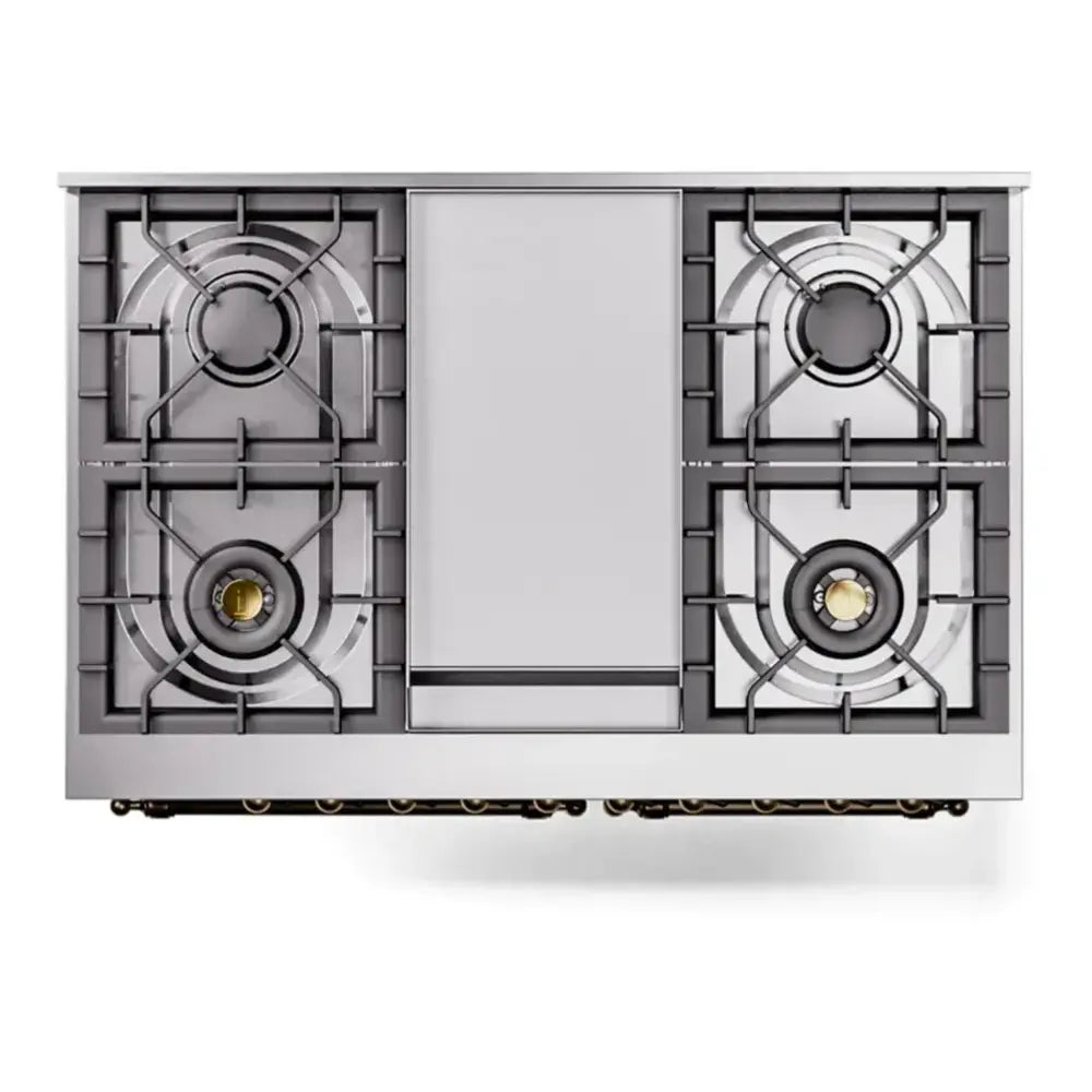 ILVE Nostalgie II 40" Graphite Matte Dual Fuel Range with 6 Burners and Griddle Triple Glass Door Natural Gas
