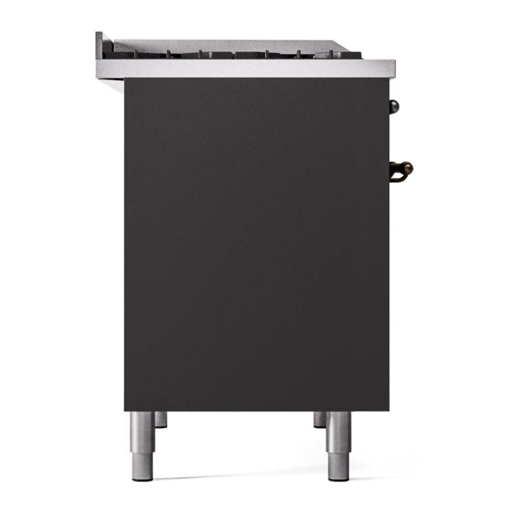 ILVE Nostalgie II 40" Graphite Matte Dual Fuel Range with 6 Burners and Griddle Triple Glass Door Natural Gas
