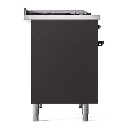ILVE Nostalgie II 40" Graphite Matte Dual Fuel Range with 6 Burners and Griddle Triple Glass Door Natural Gas