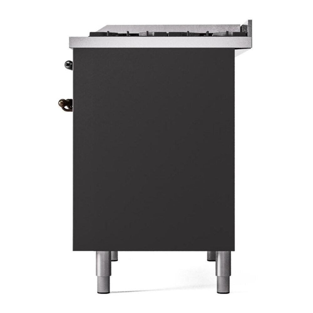 ILVE Nostalgie II 40" Graphite Matte Dual Fuel Range with 6 Burners and Griddle Triple Glass Door Natural Gas