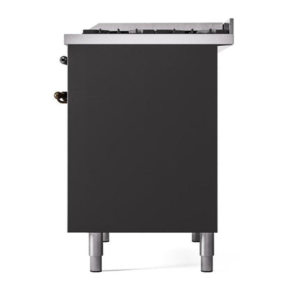 ILVE Nostalgie II 40" Graphite Matte Dual Fuel Range with 6 Burners and Griddle Triple Glass Door Natural Gas